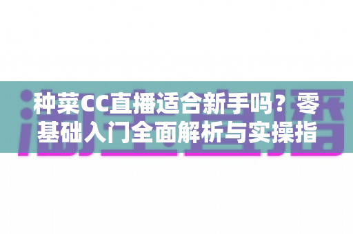 种菜CC直播适合新手吗？零基础入门全面解析与实操指南